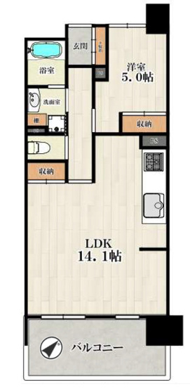 【間取り】 | エスリード八尾駅前ザ・フロント | 【1LDK＋南東向きバルコニー☆】食洗機・浴室乾燥機完備☆ゆとりの一人暮らし、仲良く二人暮らしにおススメの物件♪築浅物件につき室内キレイです☆