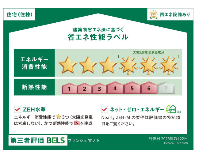 ブランシュ雪ノ下の省エネ性能ラベル