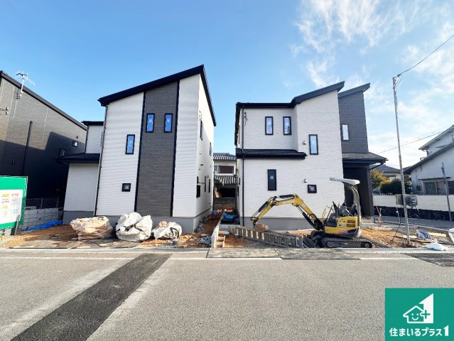 明石市大久保町高丘　新築一戸建ての外観|周辺は落ち着いた街並みの住宅地！子育てがしやすい住環境です！まだ未完成ですが、現地でしかわからない事もございます。是非一度ご覧ください。