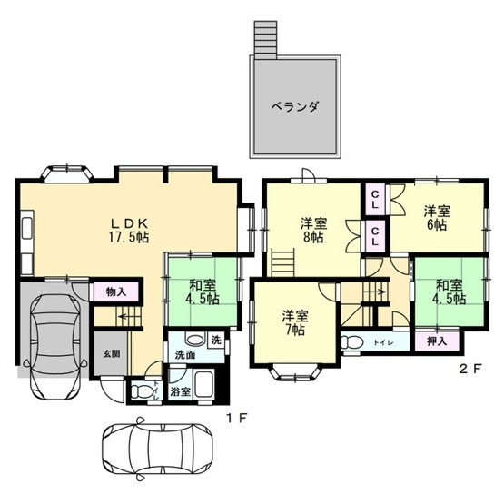 【間取り】 | 岸和田市土生町戸建 | 5LDK！きちんと独立したお部屋が4つございます！！家族のプライバシーも確保！