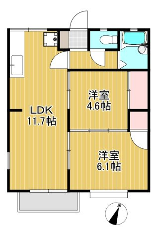 エメラルドハイツの間取り|※間取りは角部屋のもの