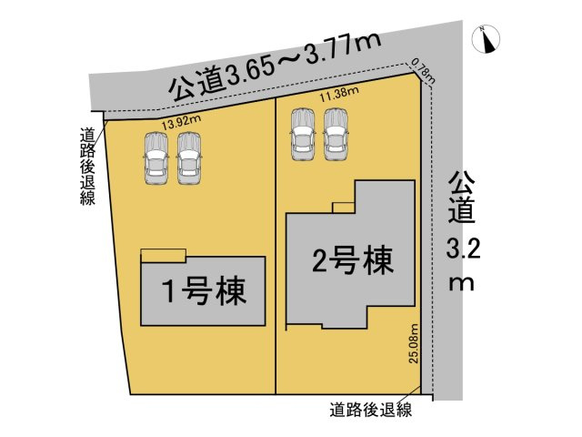 リーブルガーデン　各務原市上中屋町1丁目　全2区画分譲の区画図|■区画図
■YAMADA電機の　ヤマダ不動産　株式会社リライフ　
いつでもお問合わせ下さい。