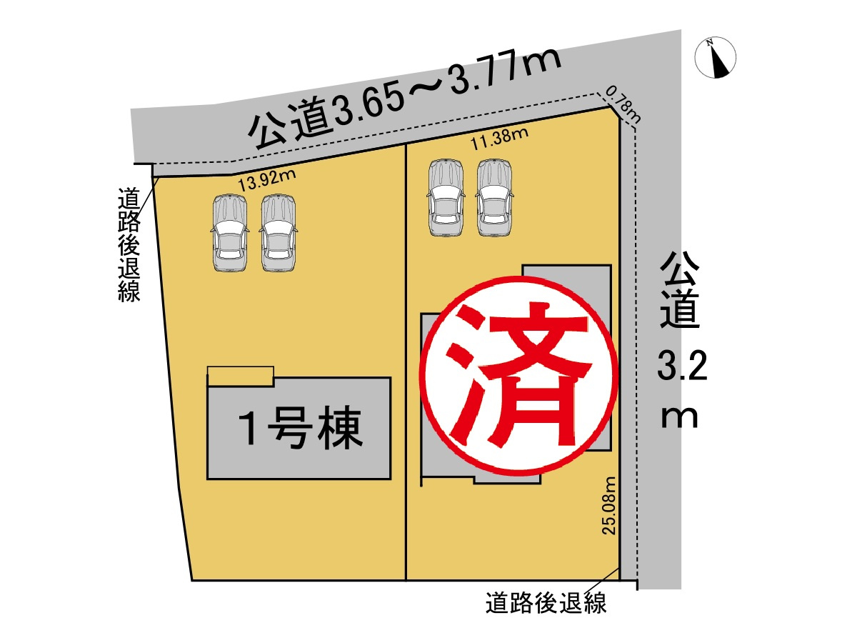 【商談中】リーブルガーデン　各務原市上中屋町　全2区画分譲の区画図|■区画図
■YAMADA電機の　ヤマダ不動産　株式会社リライフ　
いつでもお問合わせ下さい。