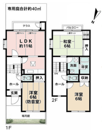 【間取り】 | グリーンヒル寺田１４７号棟 | 3LDKは、リビングダイニングキッチンと3つの居室がある間取り。ファミリー層に非常に人気の高い間取りで、広々としたリビングで家族団らんを楽しみ、個室でプライベートな時間も確保できるのが大きな魅力です。