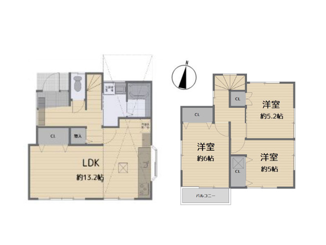 【間取り】 | 練馬区大泉学園町5丁目　中古一戸建住宅　(保谷店) | 全居室2面採光・収納付きで心地よい居住空間の住まい。※図面を基に作成しています。現況と異なる場合は現況を優先いたします。