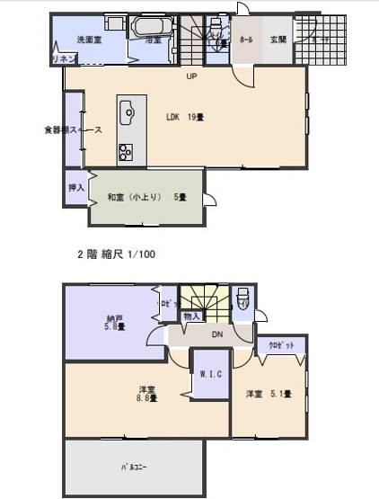 【間取り】 | ふじみ野市駒西1丁目　新築一戸建住宅　全1棟　(ふじみ野店) | LDK19.0帖＋小上がりの和室付きです！