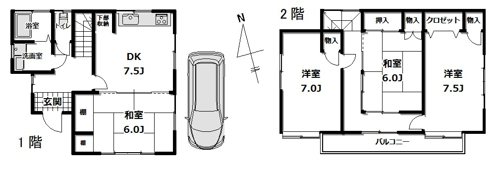 柏市大室　中古戸建の間取り