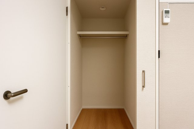 サングリーン西川口の収納|暮らしをすっきり整える豊富な収納スペースは、衣類から日用品まで余裕を持ってしまえ、いつも整った美しい住まいを保つことができます。快適な生活を支える頼もしい味方です。※AIによる画像加工を行っています。