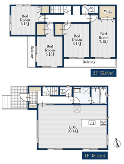 【間取り】 | 【仲介手数料無料！！】川崎市麻生区多摩美2丁目　新築戸建て（全1棟）1号棟　4580万円 | 4LDK　