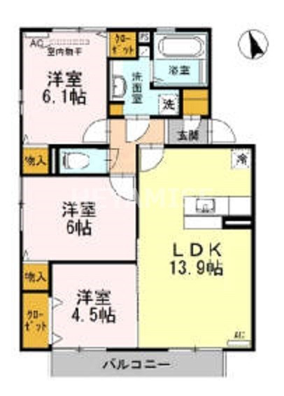 セジュールYamazaki Cの間取り