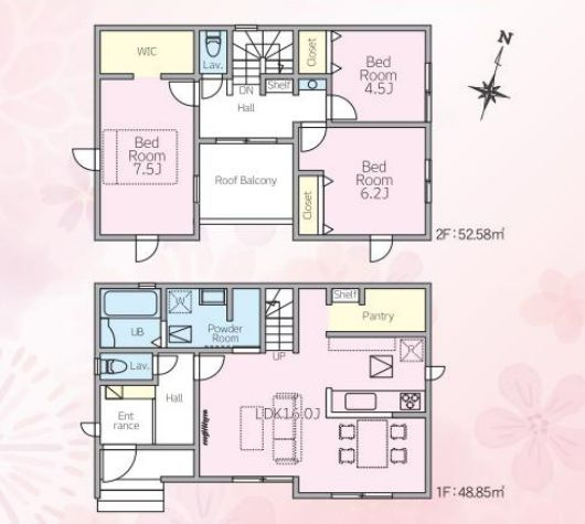 厚木市下川入新築戸建て　01期1号棟の間取り|間取図「厚木市下川入新築戸建て　1号棟」