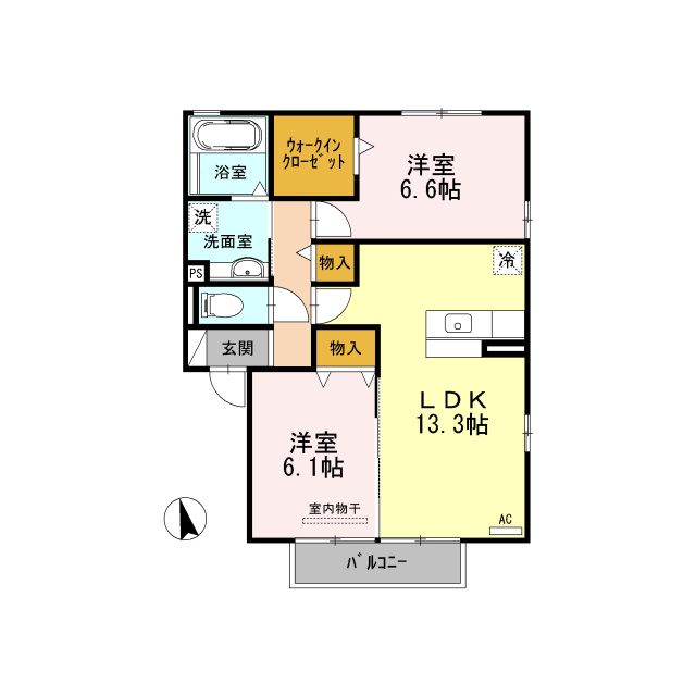 各務原市大野町１丁目のアパートの間取り