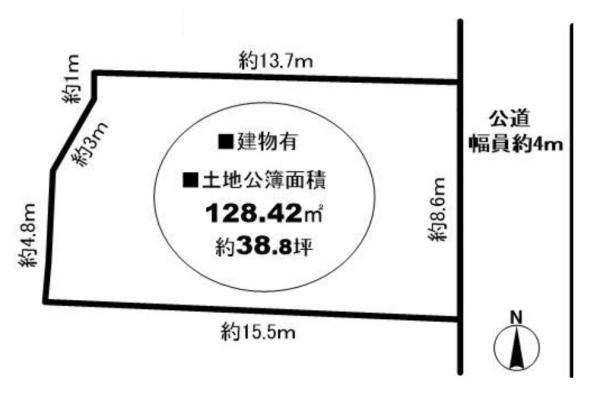 大和高田市大字築山の売地の土地図