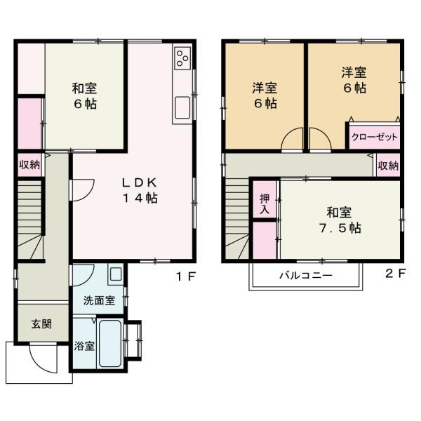 岩出市北大池　中古戸建の間取り