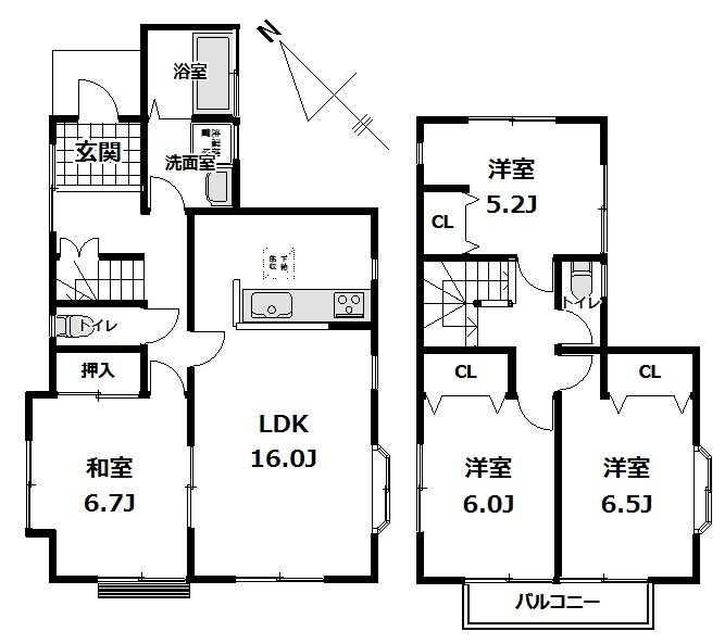 中古戸建　野田市花井1-21-12の間取り