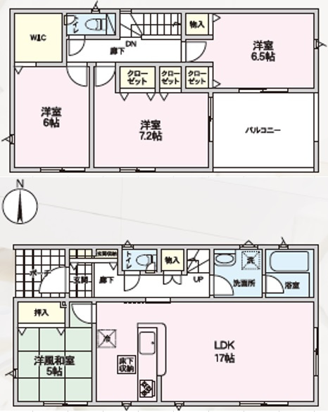 三輪１丁目新築建売住宅１号棟の間取り