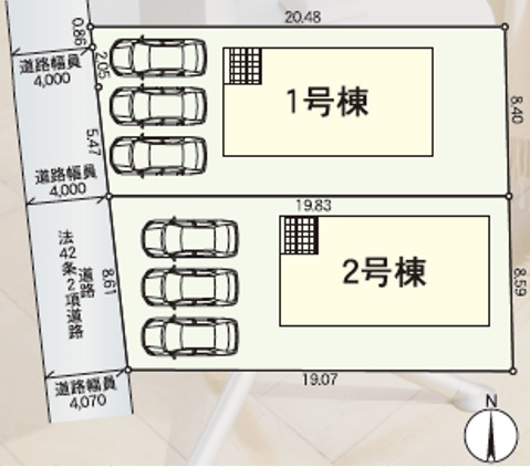 三輪１丁目新築建売住宅１号棟の区画図