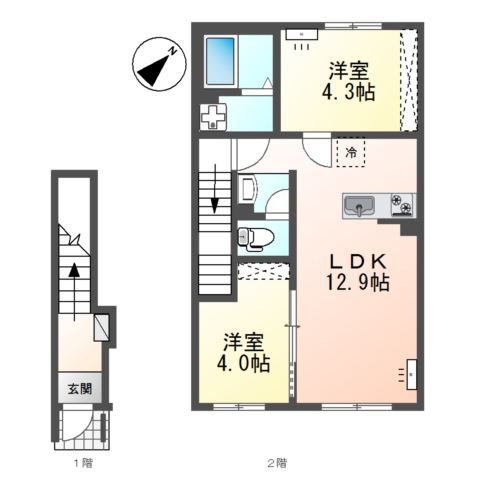 【間取り】 | 南区下石田２丁目新築アパート　Ｂ棟
