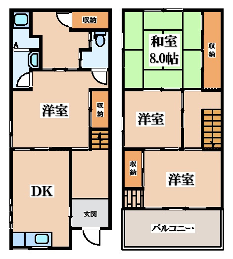 【間取り】 | 山本町南４丁目貸家