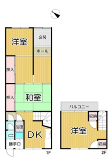 【間取り】 | 洲本市物部３丁目中古テラスハウス | ５DKの間取りです♪建具を外しており、４DKとして使用されております！お好きなリフォームを楽しんでみませんか？流行りのDIYにチャレンジしてみませんか？