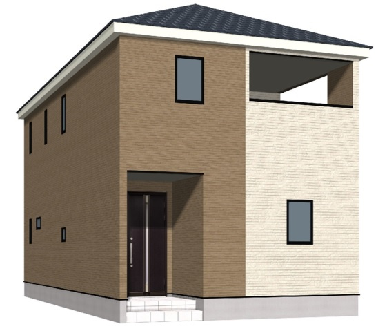三輪１丁目新築建売住宅2号棟の外観パース