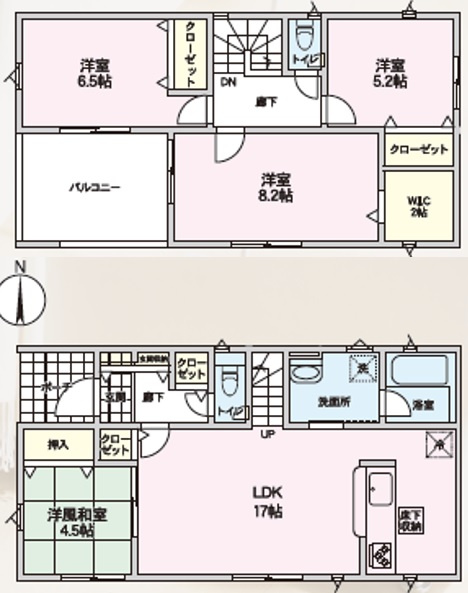 三輪１丁目新築建売住宅2号棟の間取り