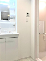 ゆったりとスペースのある洗面所