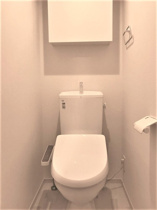 落ち着いた色調のトイレです