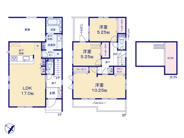 桶川市東2丁目　新築一戸建て　ブルーミングガーデン　01の区画図|1号棟