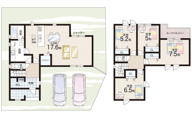 川辺郡猪名川町伏見台　第1期　新築一戸建ての間取り|1号地