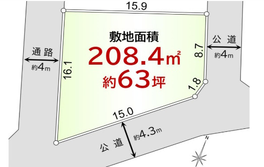 敷地面積63坪　売地　川越市下広谷