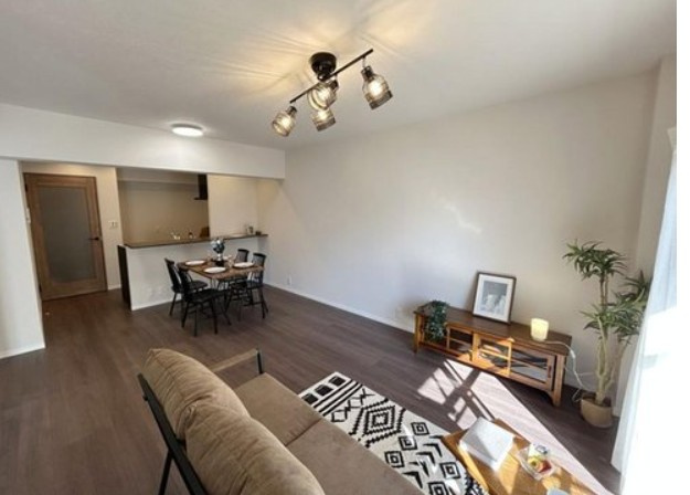 東武みよしみずほ台サンライトマンションＢ棟の居間・リビング|16.3帖の広いリビング