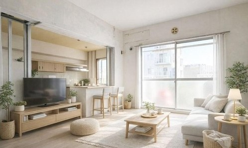 志津グリーンハイツ２号棟の居間・リビング|ゆったりとしたリビングです