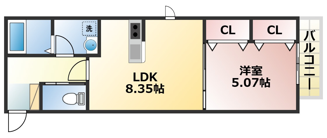 熊本市中央区壺川１丁目のアパートの間取り