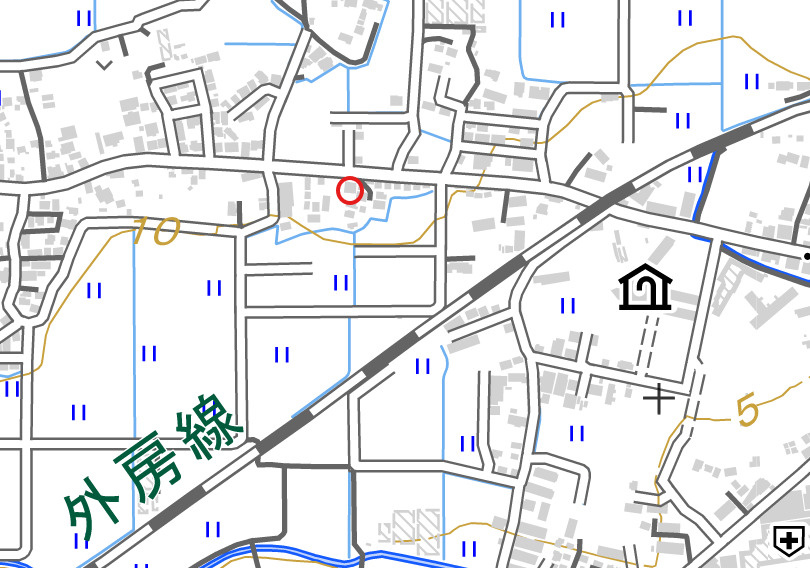 鴨川市東町一棟アパートの地図