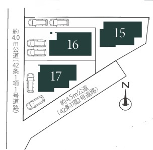 西野川3丁目の区画図|☆いつでも即時予約受付中☆
全区画カースペース2台分確保！！