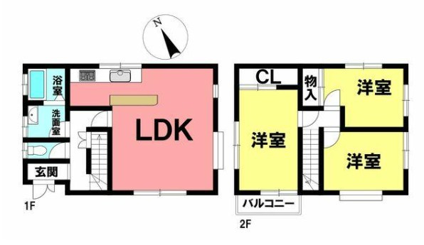 常滑市大鳥町　中古戸建の間取り|○●間取り図●○
南向きの日当り良好な３LDK。