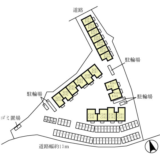 ガーデンコート車D棟の区画図