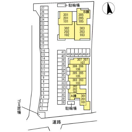 あいグラン・三島駅　B棟の区画図