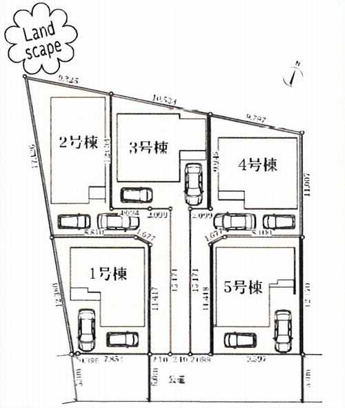 藤沢市下土棚　新築戸建全5棟　3号棟の区画図