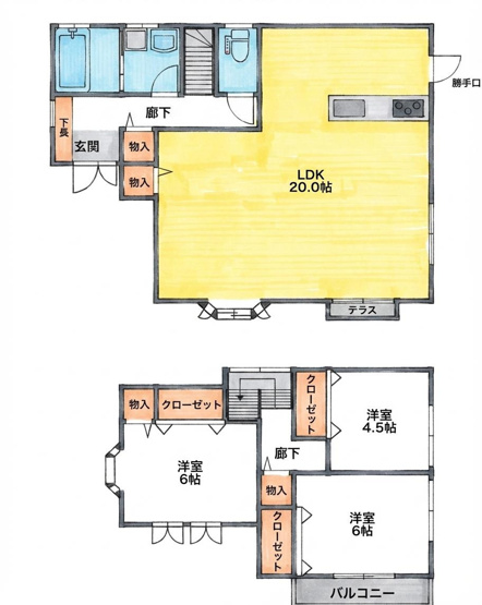 【間取り】 | 鎌ヶ谷市東中沢4丁目　中古戸建て | 間取り図