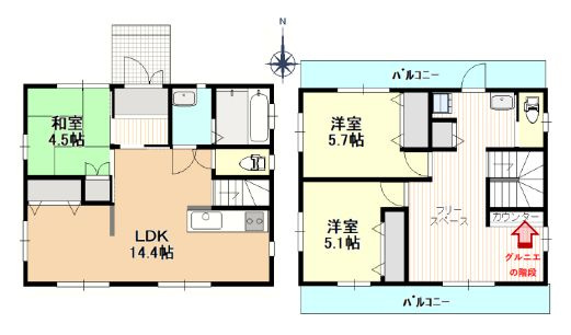 【間取り】 | 西東京市谷戸町３丁目　中古戸建て | 3LDK・土地面積116.05ｍ2・建物面積91.50ｍ2