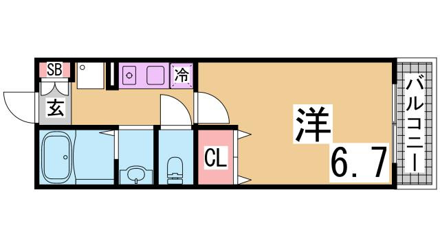 神戸市長田区松野通２丁目のアパートの間取り