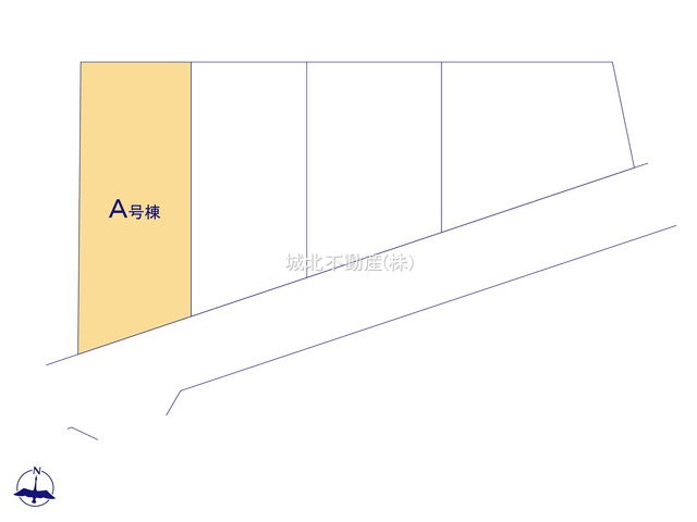 練馬区東大泉3丁目 全4棟A号棟の区画図|土地面積112.69㎡ 南東側約4.0m公道に面しております