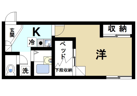 レオパレスルイソウの間取り|お一人暮らしにピッタリの1Ｋのお部屋です。