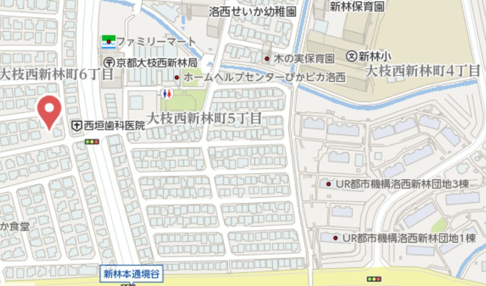 京都市西京区大枝西新林町6丁目　新築戸建の地図