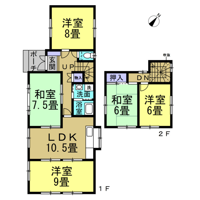 富木島町伏見四丁目貸家の間取り