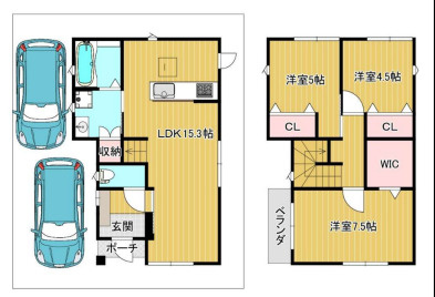 箕面市粟生新家３丁目　中古戸建の間取り