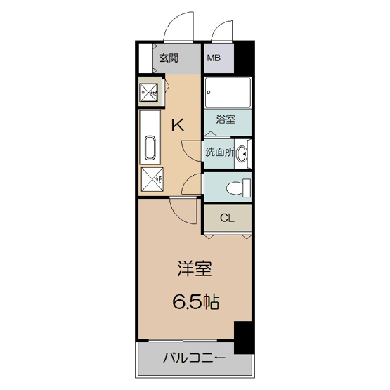 【間取り】 | エストレージャ文の里 | 洋室6.5帖のセパレートタイプ