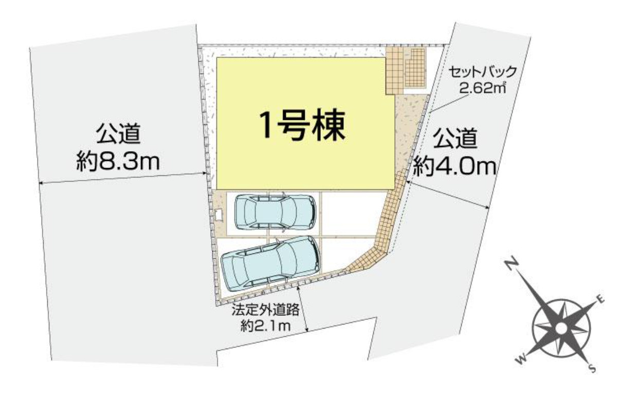 横浜市泉区上飯田町 新築戸建て【仲介手数料無料】カースペース2台の区画図